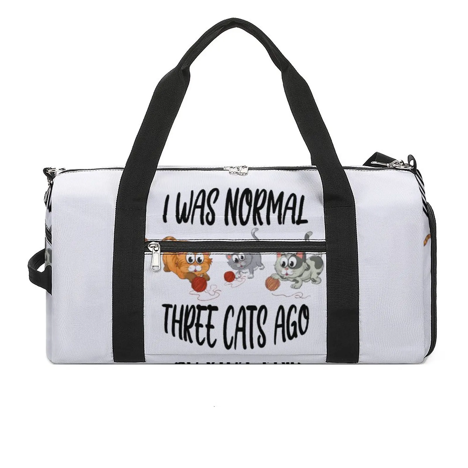 

I Was Normal 3 Cats Ago Gym Bag Cute Animal Waterproof Sports Bags with Shoes Swimming Print Handbag Graphic Fitness Bag For Men
