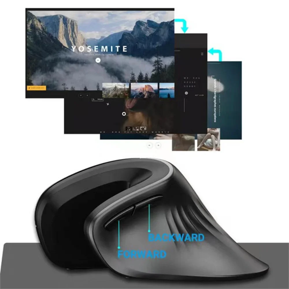 Mouse Óptico sem Fio Ergonômico Recarregável Silencioso Ergonômico Usb Vertical para pc Laptop Acessórios - Imagem 4