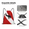 Scuba Dive Flag Bubble Red White Drawstring Backpack Women Men Gym Sport Sackpack Portable Diving Shopping Bag Sack 3