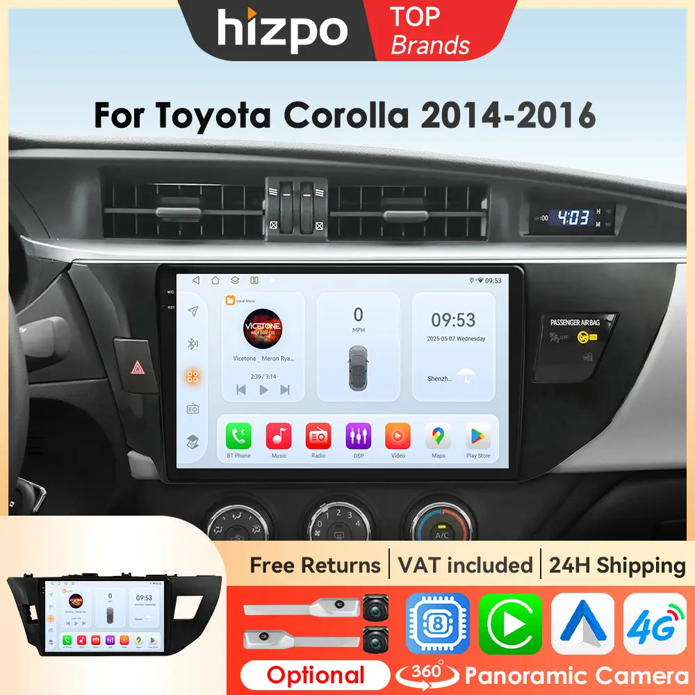 Hizpo 10,1 "Android Auto Auto Elektronische Geräte Für Toyota Corolla Ralink 2014-2016 RadioGPS Navigation Drahtlose Carplay DSP BT