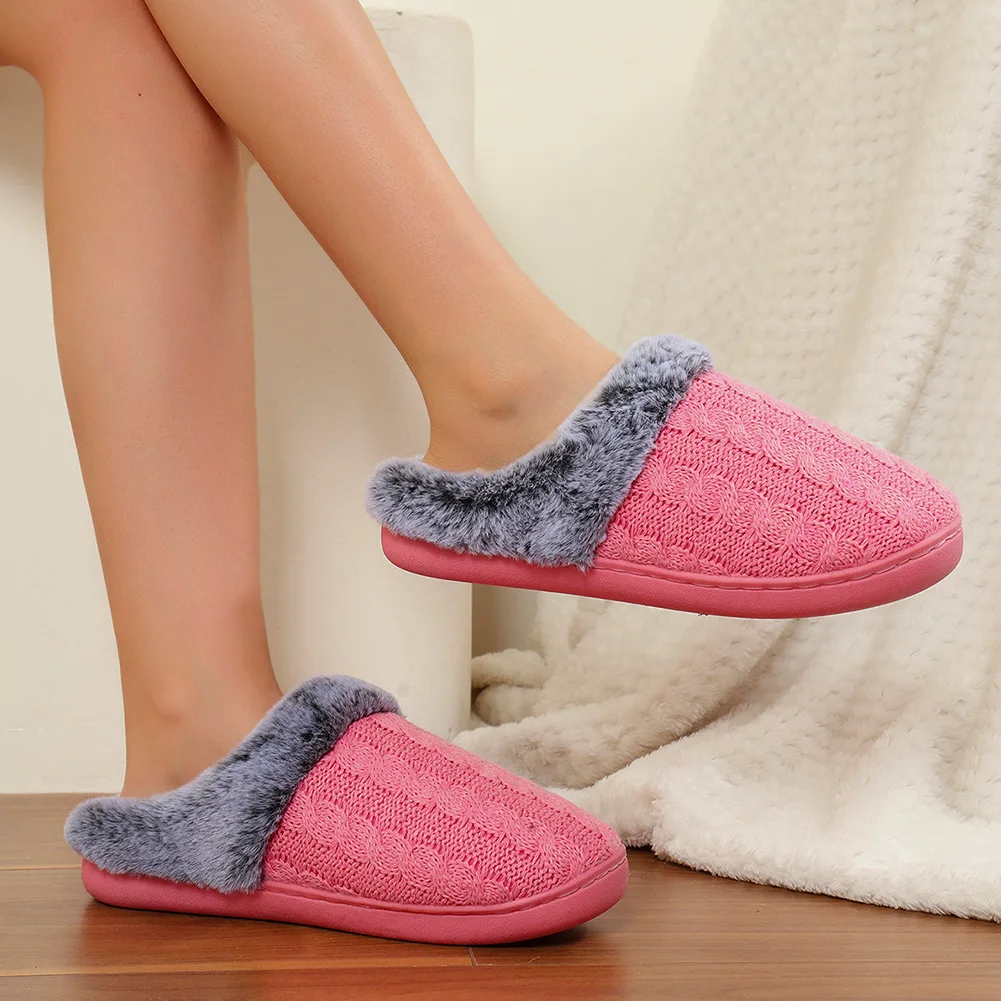 Women's Men's Plush House Slippers Warm Fluffy Bedroom Slippers Memory Foam Home Slippers Non-Slip Indoor House Shoes 3