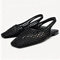 Tissage maille respirant Mules sandales pour femmes été nouveau Slingback chaussures de plage décontracté bout carré mode ballerines dames 1