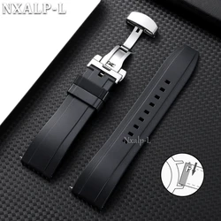 Sleek Silicone Waterproof Watch Band with Butterfly Clasp - Men's and Women's Sport Bracelet - 22mm (Black)