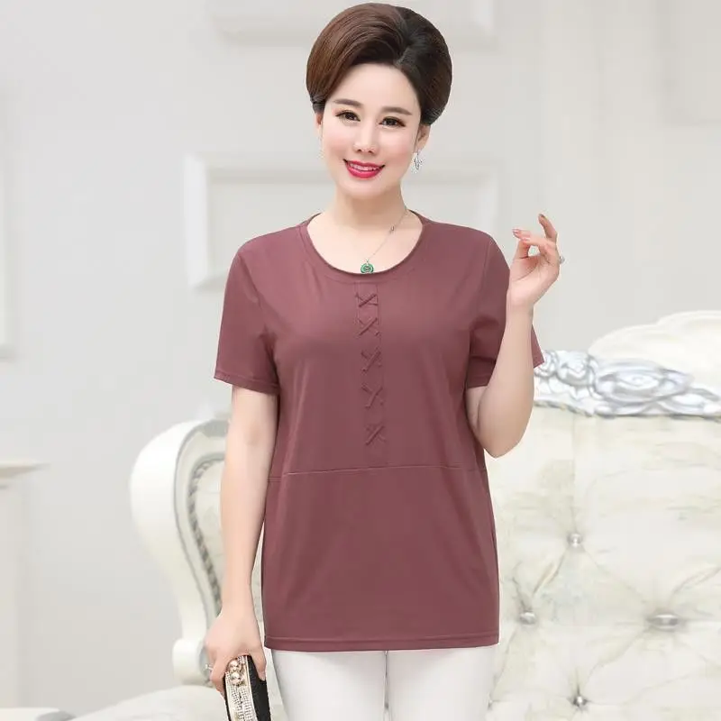 

2023 Summer T-shirt Women Sleeveless Solid Color Loose Round Collar Basic Top Shirts Office Ladies Casual Pullover Tops M42