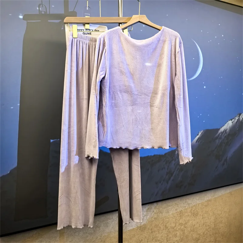 Pijama Feminino Insel Samt Warme Pyjamas Set Frau Koreanische Elegante Brust Pad Langarm Top Hose Anzug Winter Nachtwäsche Pyjama – Detail 14