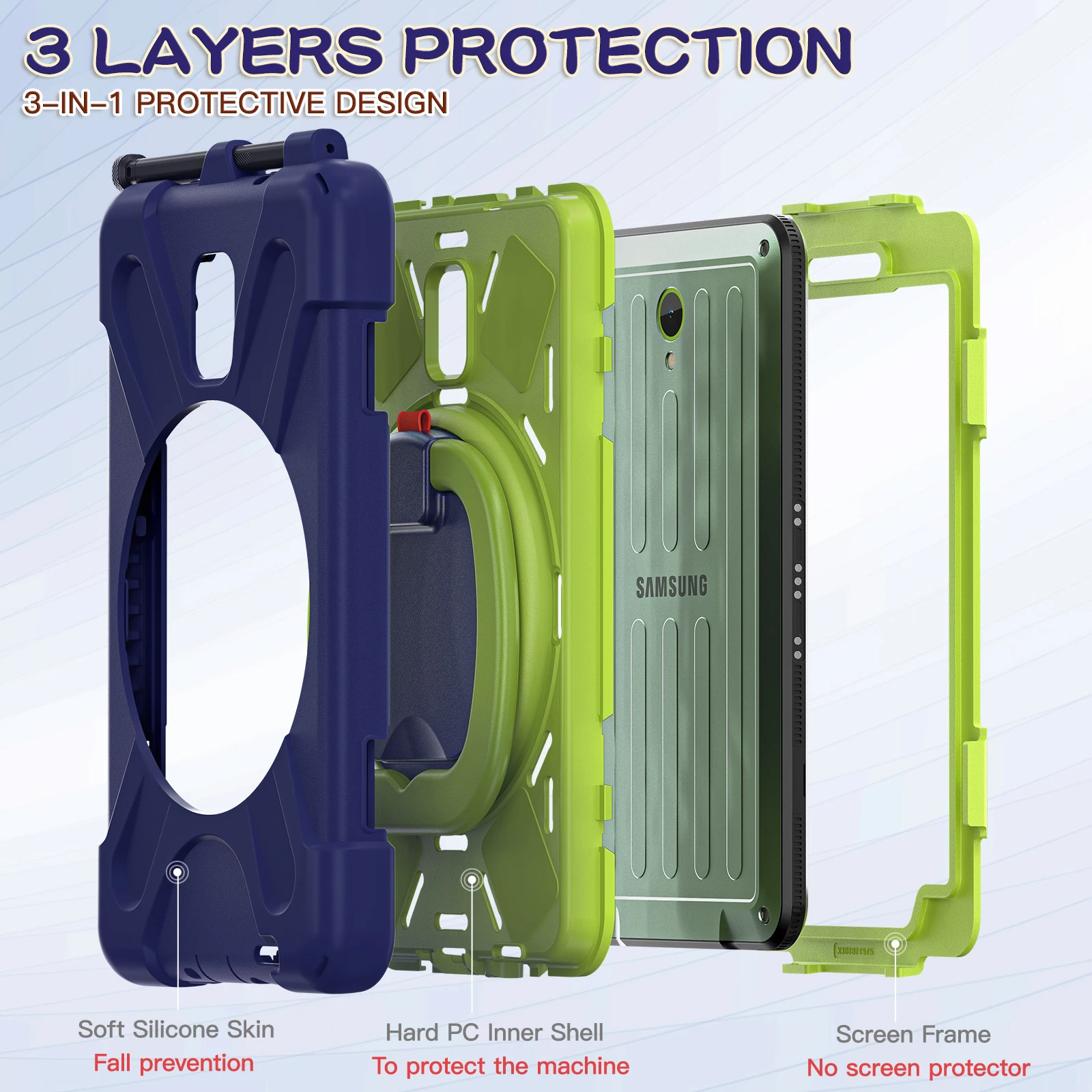 Heavy Duty Rugged Tablet Case with Shoulder Straps - Impact Resistant Cover and Holder
