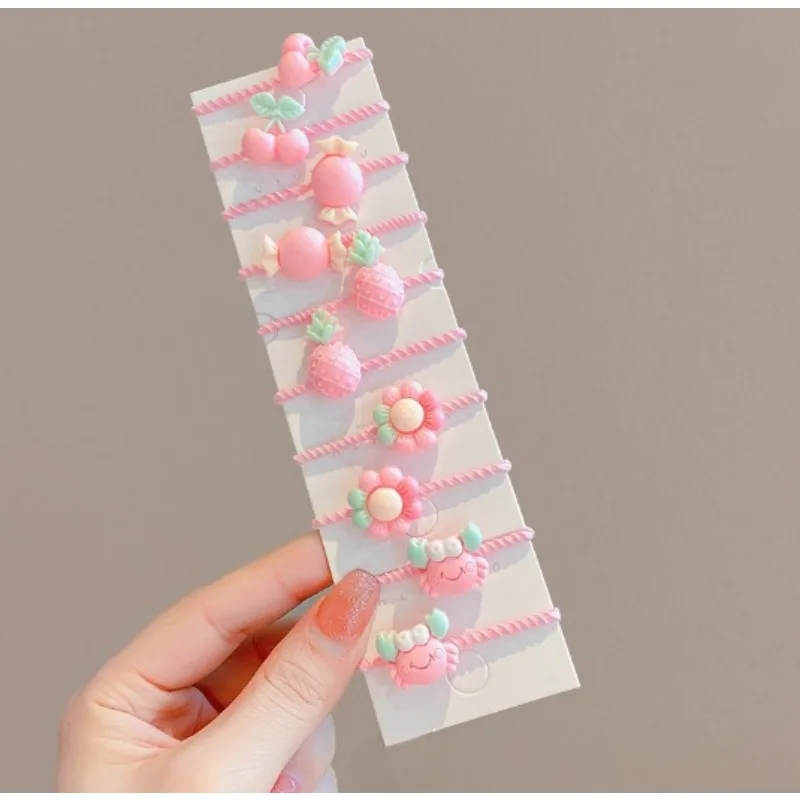 10-Pack 5-Loop Floral Hair Elastics for Girls - Soft Stretch Non-Slip Hair Ties, Hypoallergenic No-Damage Ponytail Holders