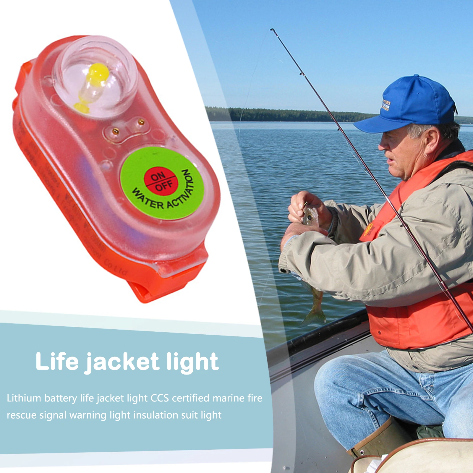 1-5Pcs LED Lithium Seawater Self-Lighting Light Life Jacket Light Waterproof Plastic Life-saving  Vest Lamp For Adults Children