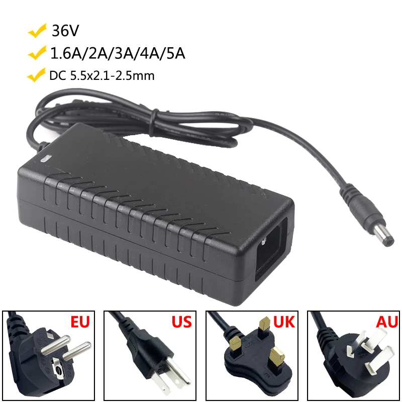 

36v4a 36v5a 36v 5a DC Power Adapter Supply 36 Volts 1.6A 2A 3A 4A Universal Adaptor Conveter 5.5*2.5mm For Water Dispenser