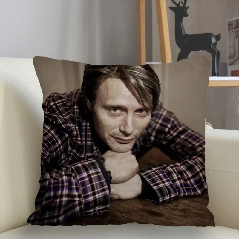 Musife Mads Mikkelsen 맞춤형 사각 베개 커버 케이스, 지퍼 베개 케이스, 35*35,40*40,45*45cm, 드롭 배송