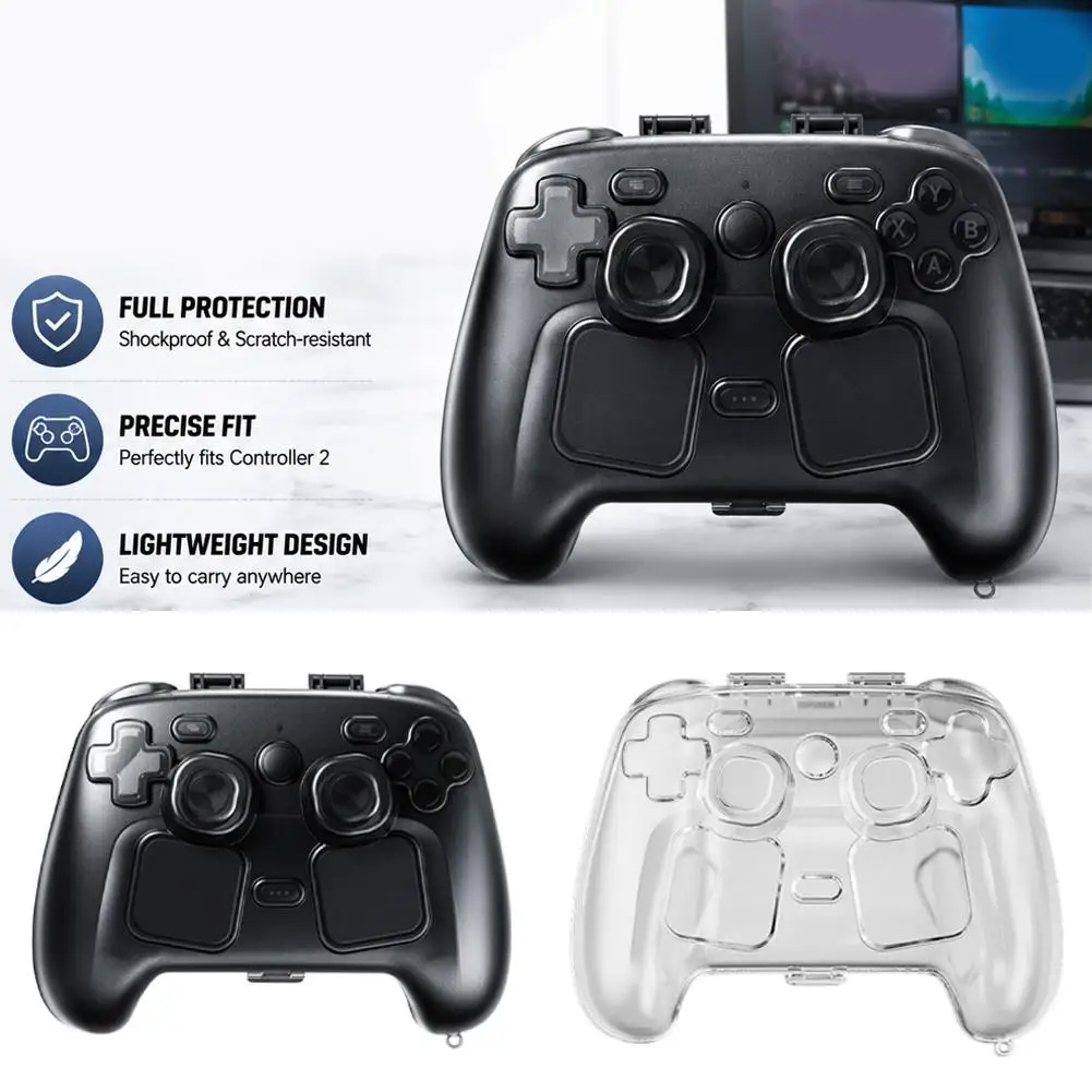 Transparente schwarze Schutzhülle gegen Stürze für Steam Controller 2_voghion.com