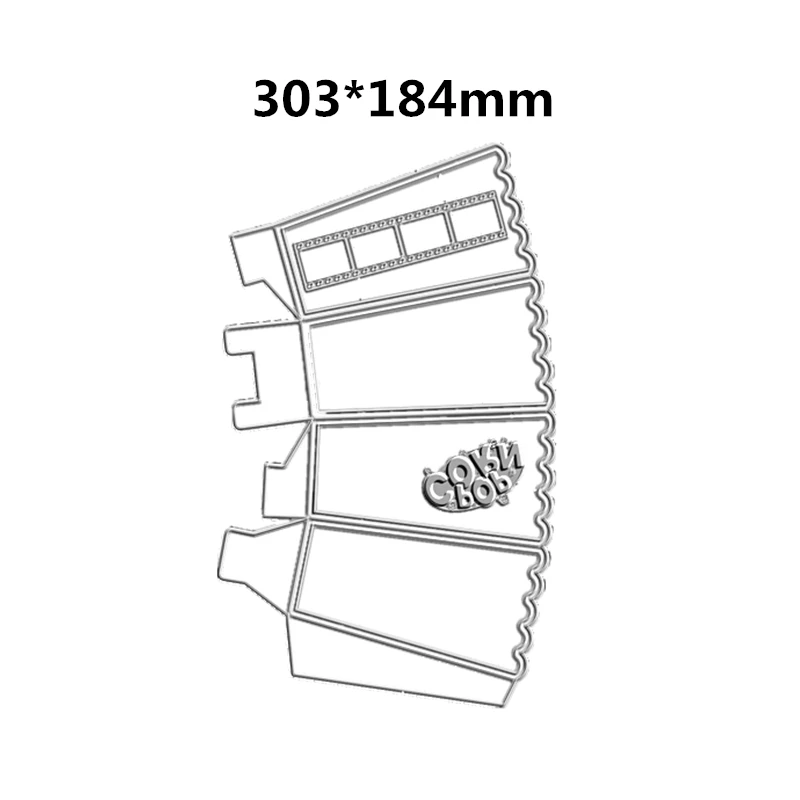 

Новинка 2021, 3D металлические Вырубные штампы для попкорна, картонная коробка, аксессуары для скрапбукинга, вырезанная рамка для тиснения, набор для рукоделия