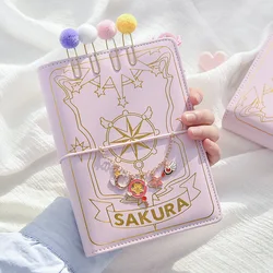 Journal intime à feuilles mobiles Sakura, joli cahier rose à spirales avec pages colorées, classeur à 6 trous, carnet de notes, agenda, accessoire de papeterie très mignon 