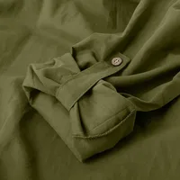 Men's Clothing Basic Hooded Shirt Loose Solid Color V-Neck Men's Casual Shirt Breathable Cotton Linen Blouses Male Chemise - Image 5