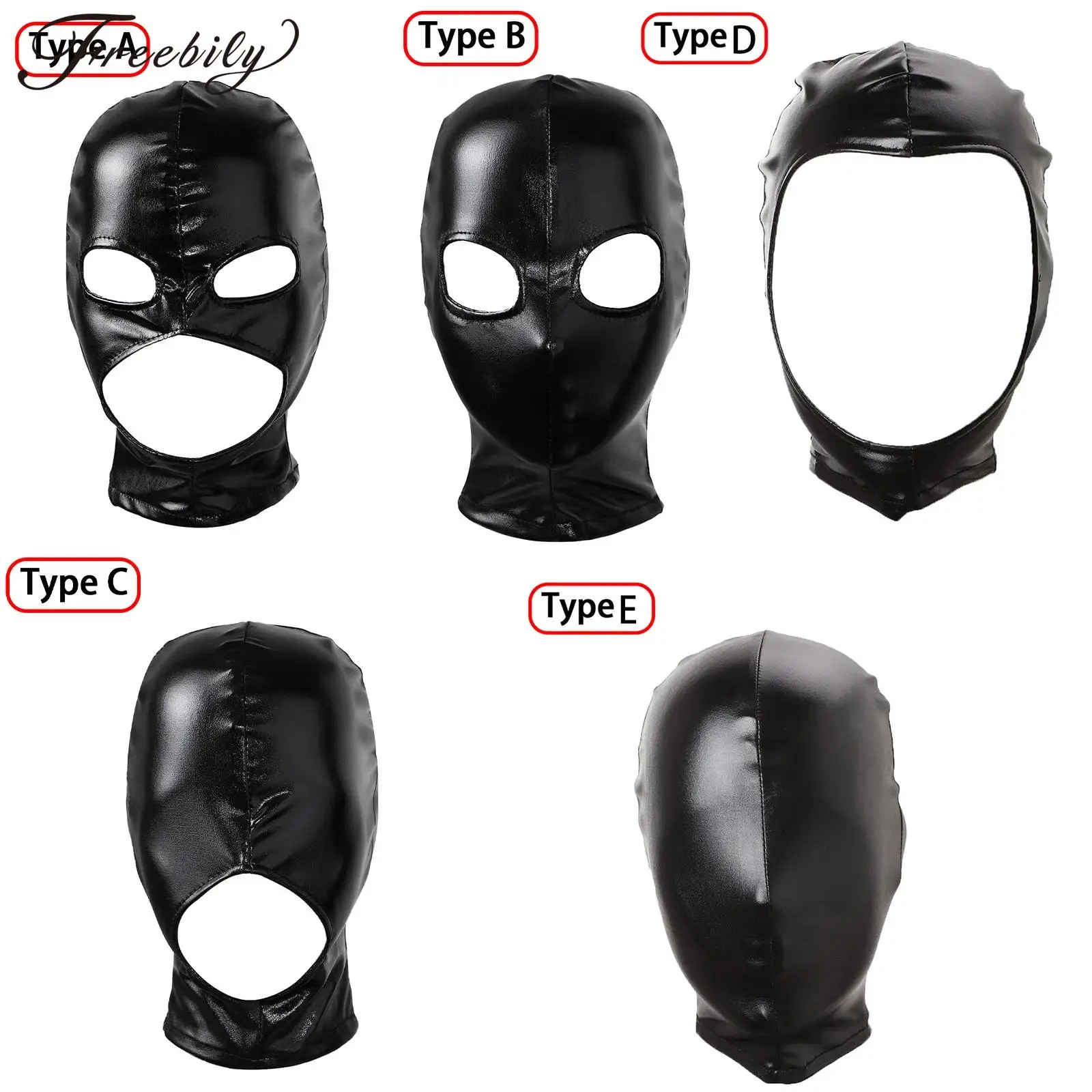 Cosplay Face Mask Sexy PU Leather Latex Head Mask