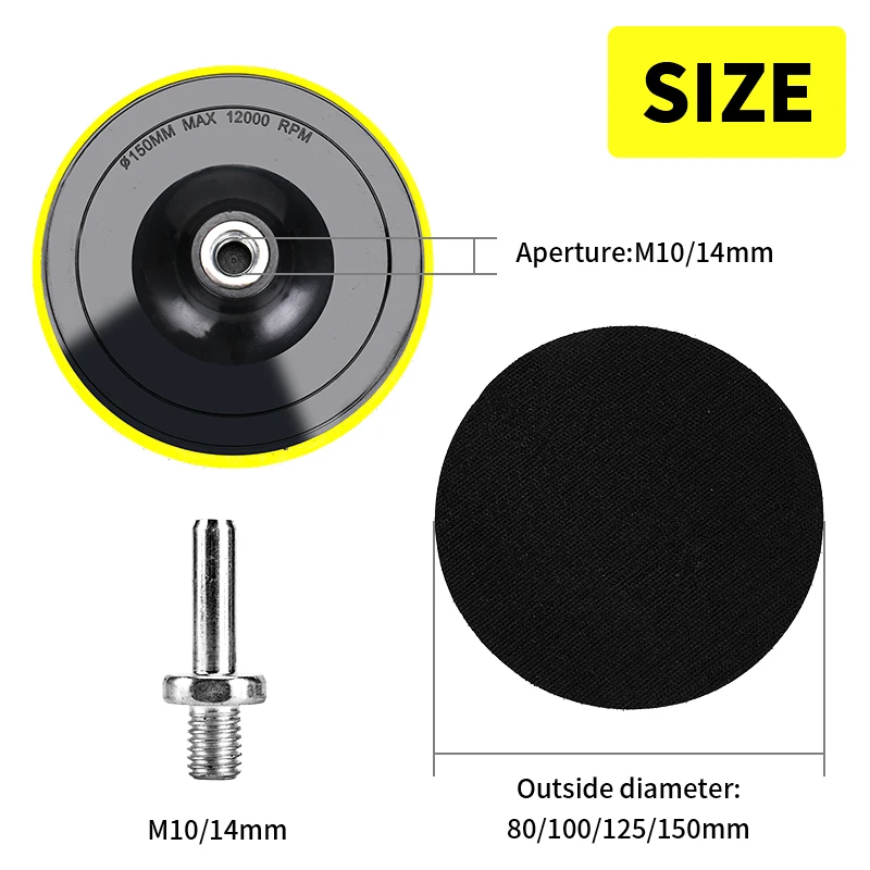 Hook And Loop Backing Pad Plate 2 3 4 5 6 7 Inch Self-adhesive Disc With M10 / M14 Thread For Sanding Polishing