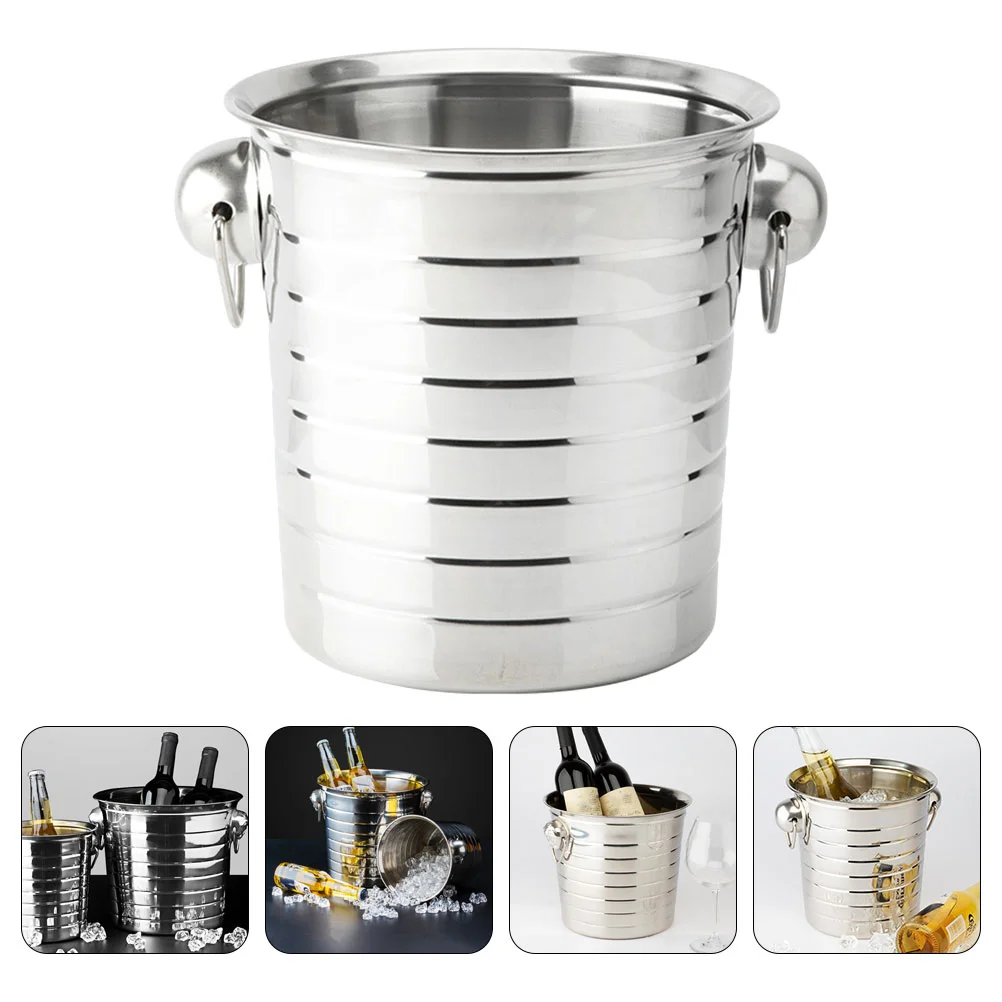 Portable Stainless Steel Holder Ice Bucket Ice Storage Bucket 3L