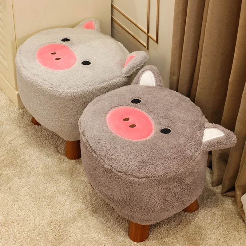 Little Pig Step Stools Small Real Wood Cartoon Bedroom Furniture Lovely Wood Chair Tabouret Pliant Bench Children Footstool