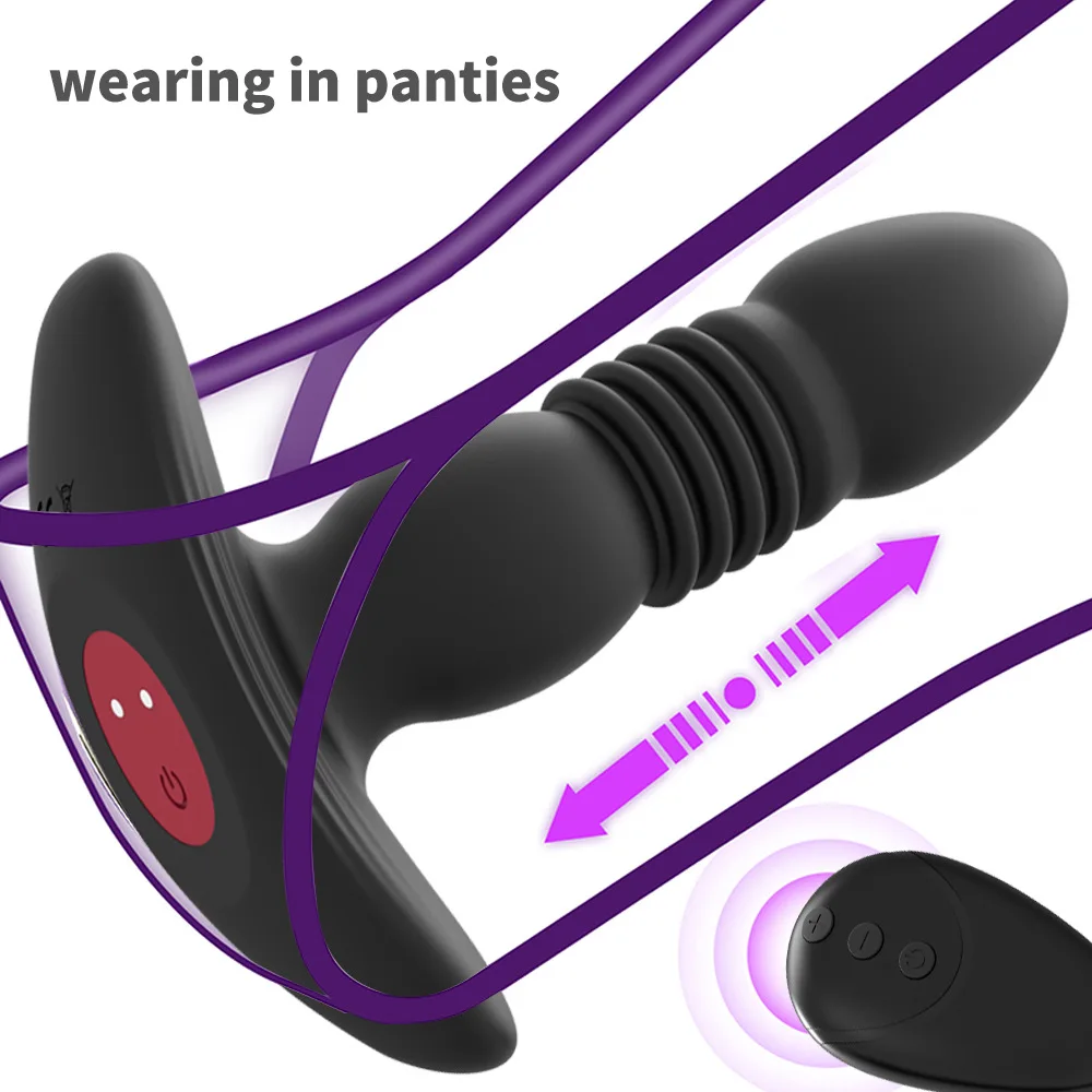 10-frequency Retractable Male Anal Vibrator Wireless Remote Control Prostate Anal Masturbat_voghion.com