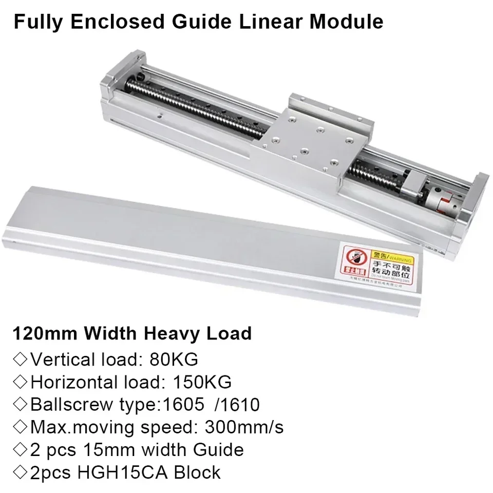 120 Wide Fully Enclosed Linear Rail Table XYZ Axis Ball