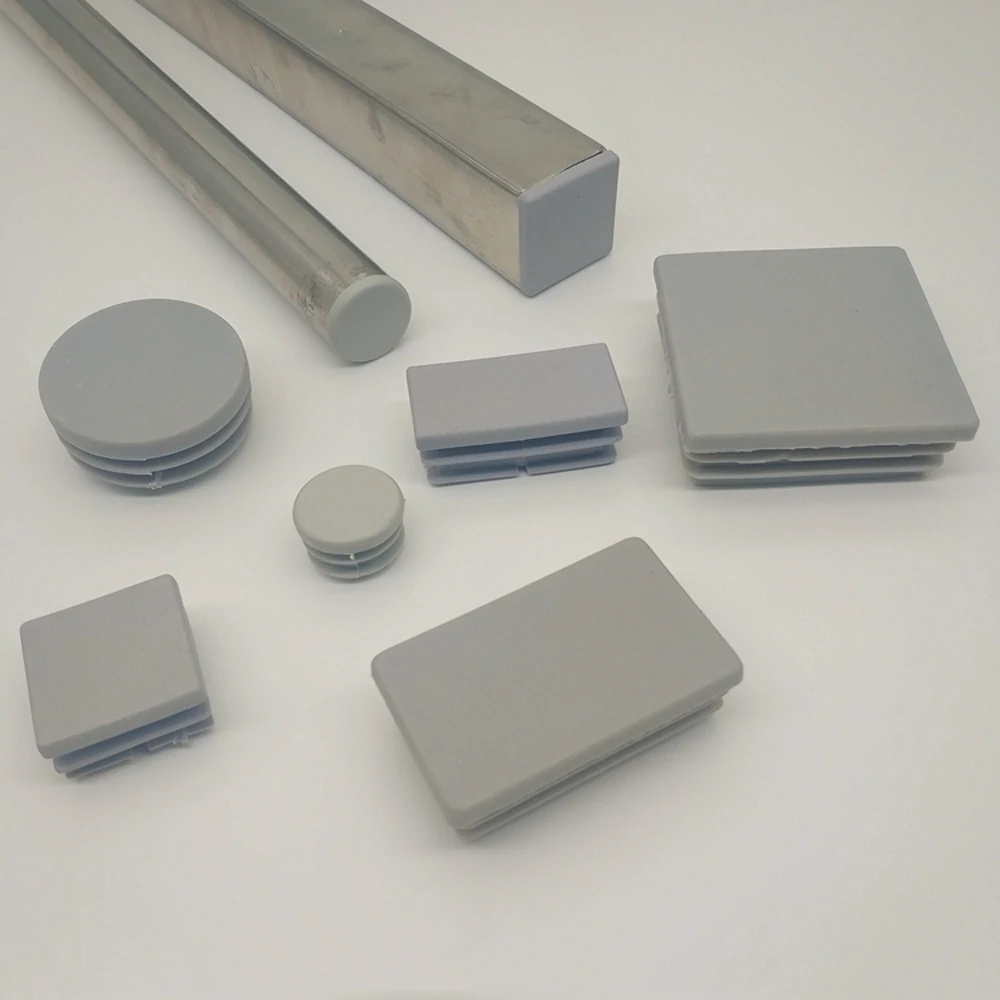 2/4/10pcs Grey Round/Square Plastic Blanking End Caps Chair Legs Tube Pipe Inserts Plug Bung Dust Cover Furniture Accessories pipe end cap silicone rubber caps rubber caps silicone rubber plugs floor protector caps