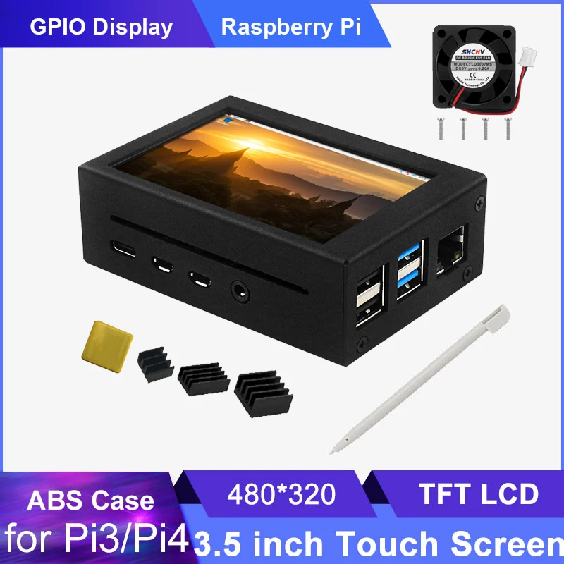 3.5 inch Raspberry Pi 3 B Plus Touch Screen TFT LCD 480*320 GPIO Display Monitor ABS / Metal Case for Raspberry Pi 4 3B+ 3B computer monitor raspberry pi