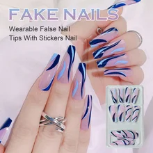 

Fashional Press On Nail Long Coffin Fake Nails Ballerina Nails Wearable 24pcs Full Cover False Nail Tips Manicure