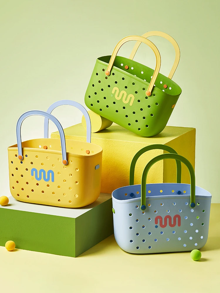 Description Picture 2 of itembathroom organizers  Handheld Bath Basket Makeup organizer Bathroom Housewares Storage Basket Toy Snack Plastic Storage Basket