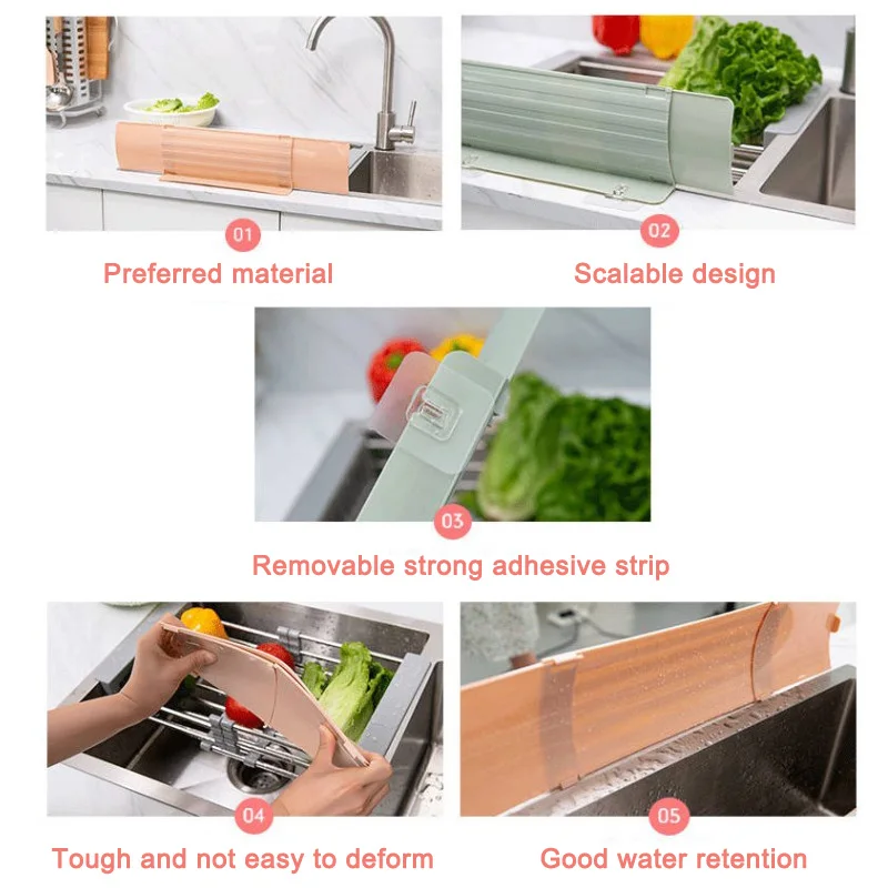 Kitchen Sink Baffle Washing Vegetable Fruit Protector Suction Cup Sink Water Baffle Accessories