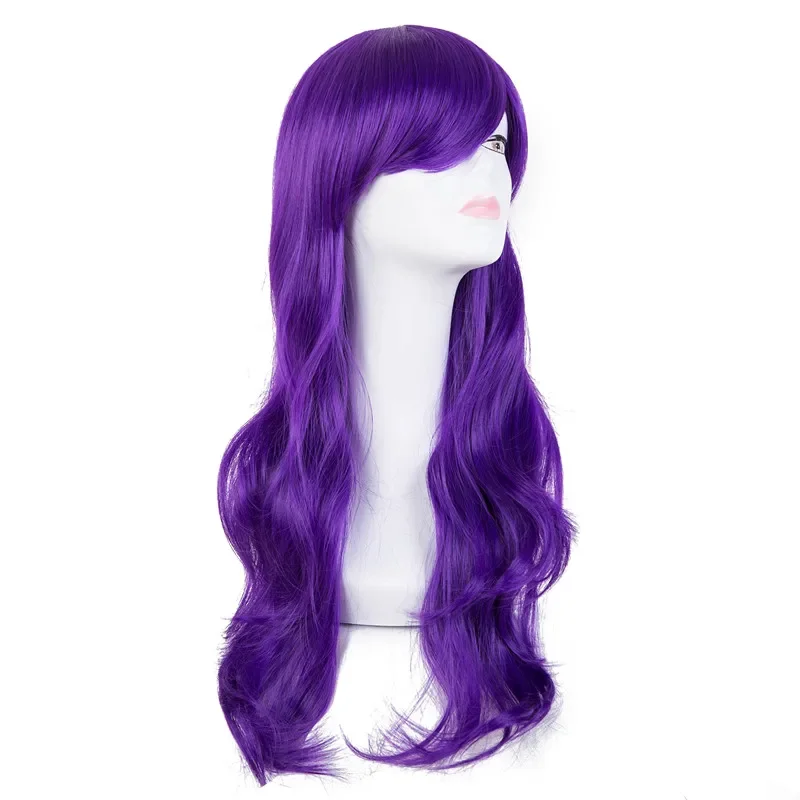 Cos-play Wig Synthetic Heat Resistant Fiber Long Wavy Dark Blue Hair Costume Cartoon Women Peruca Party Salon Hairpiece