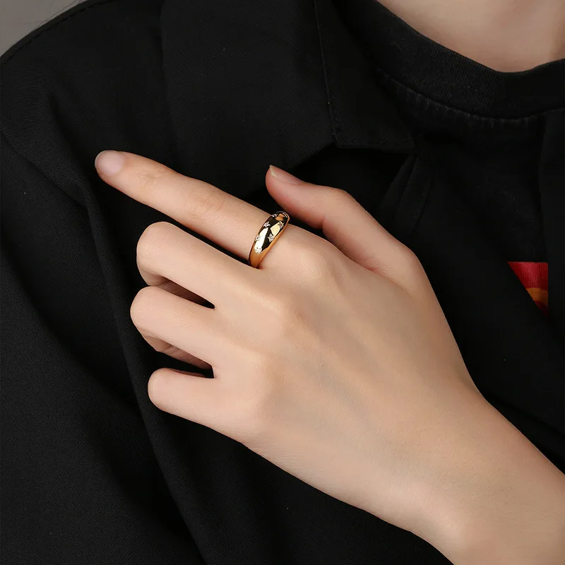 Crystal Star Chunky Ring for Women Vintage Trendy Gold Color Zirconia Finger Stacking Rings Punk Accessories Retro Jewelry R446