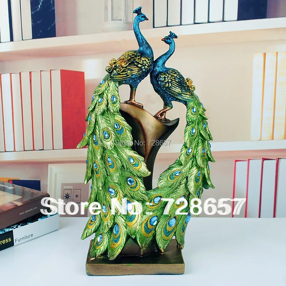 

Traditional Chinese Peacock Couple Sculpture Lovers Peacock Statue Mascot Craft Ornament Wedding Decoration Valentine's Day Gift
