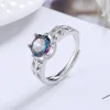 925 Sterling Silver Colour Zircon Adjustable Rings For Women   Vintage Luxury Jewelry Accessories Wholesale 1