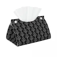 Custom Ace Of Spades Gothic Skull Poker Tissue Box Cover for Bathroom Car PU Leather Rectangular Facial Tissue Box Holder 1
