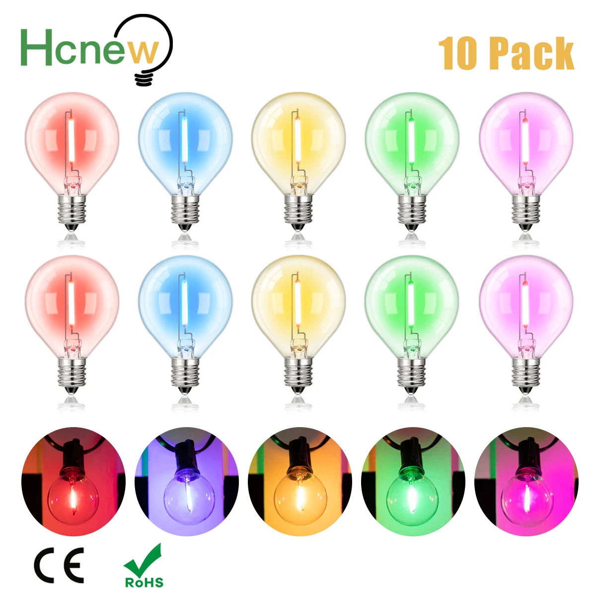 G40 멀티 컬러 LED 전구, RGB 빈티지 웨딩 레트로 야외 정원 조명, 크리..