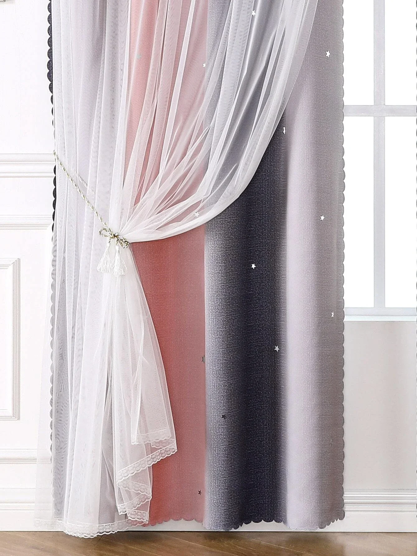 Blackout Kids Curtains for Bedroom Thermal Insulated Silver Twinkle Star Curtains for Boys Antique Grommet Top Window Treatment