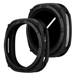 Rugged Bezel Case - Durable Hard PC Bumper Frame with Scale Protective Cover for Galaxy watch 9 40mm (Black)