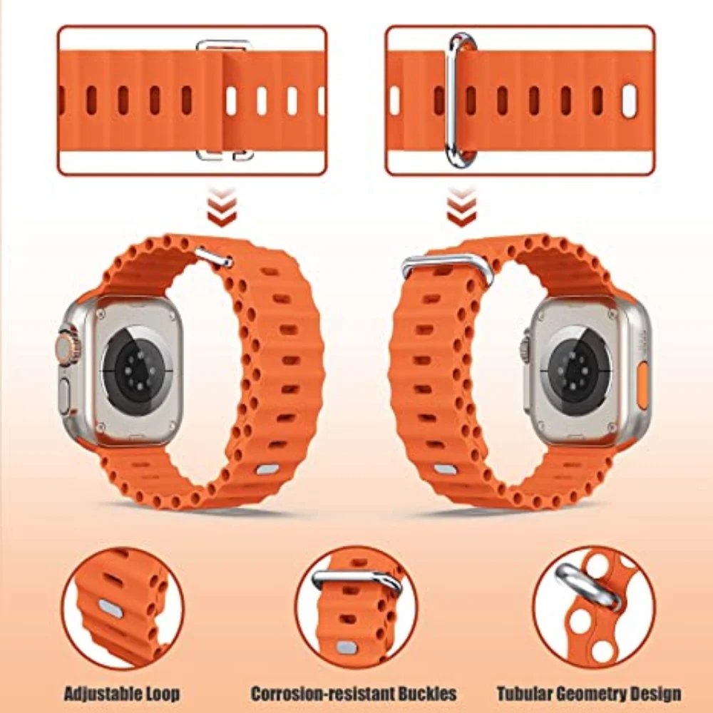 Ocean Strap for Apple Watch Ultra 2 Band 49mm Series 45mm 41mm 46mm 42mm 44mm 40mm Silicone Watchbands iWatch 10 9 8 7 6 5 3 SE2 - Image 5