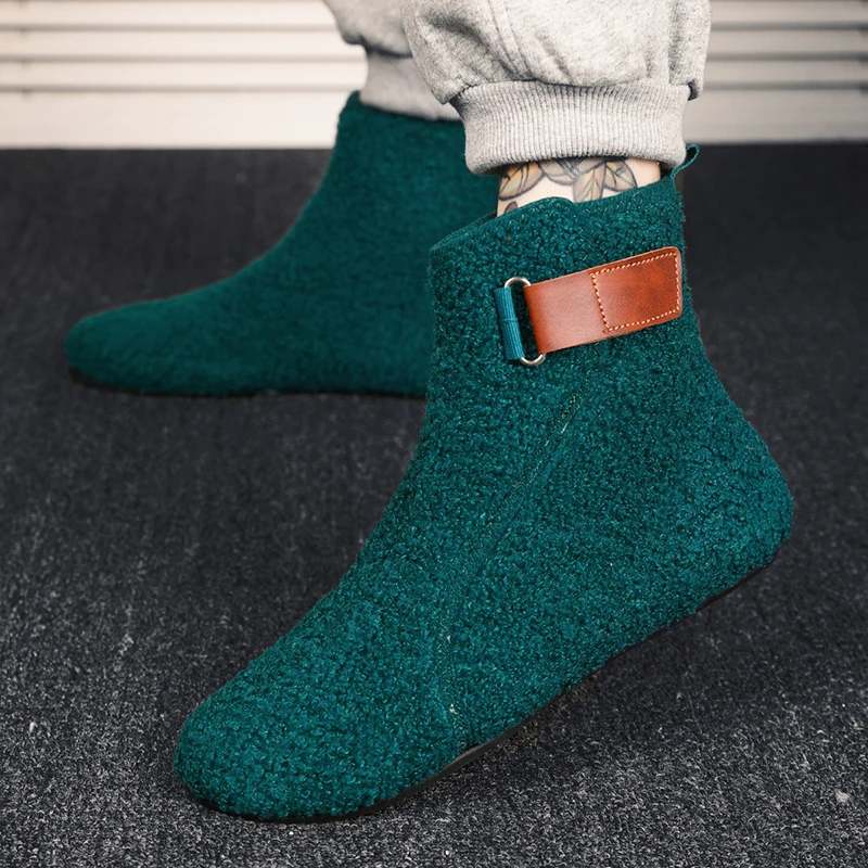 MAEDEF Men's Shoes High Top Winter Cotton Man Shoes Warm Slippers Men Loafers Thin Bottom Lightweight Plush Casual Shoes for Men