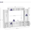 4 Piece Wall Unit TV Stand with Bookshelf,TV Console Table Media Entertainment Center, Living Room Wine Cabinet Display Cabinet 6