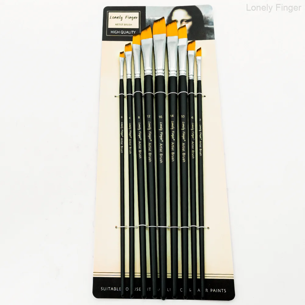 Professional 13-Piece Watercolor Paintbrush Set with Long Wooden Handles and Soft Nylon Bristles