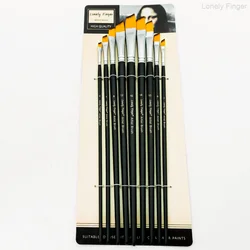 Professional 13 - Piece Watercolor Paintbrush Set with Long Wooden Handles and Soft Nylon Bristles (9pcs Black Angle)
