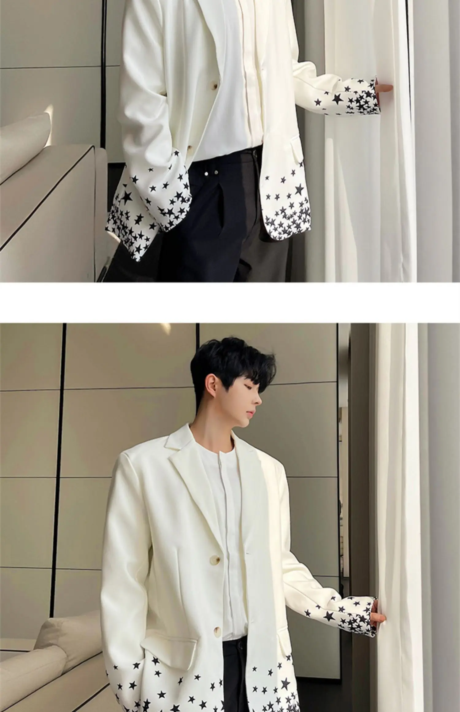 Description Picture 6 of itemLUZHEN Spring 2024 New Korean Trendy Pentagram Print Loose Casual Blazer Coat Men's Elegant Fashion Original Suit Jacket LZ3256