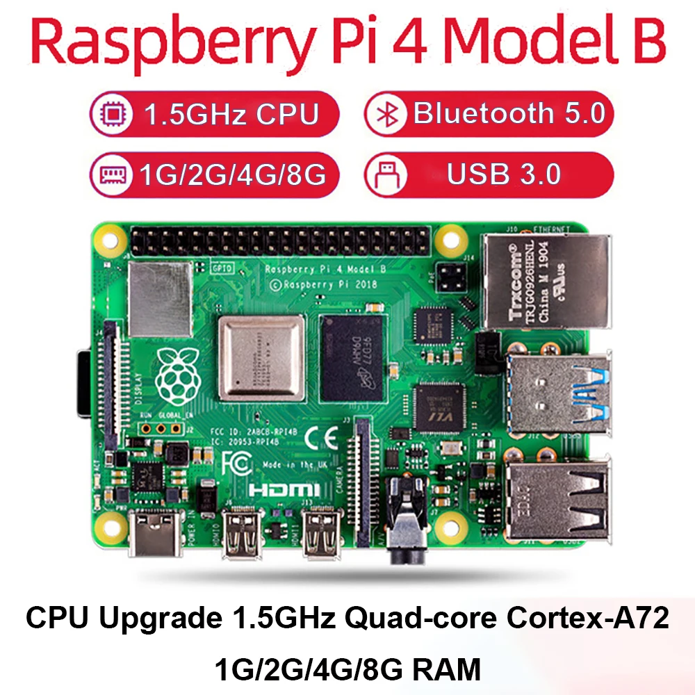 Official Original Raspberry PI 4B Board Raspberry Pi 4 Model B Controller  Board Demo Board RAM 1GB/2GB/4G/8GB 4 Core CPU 1.5Ghz - AliExpress