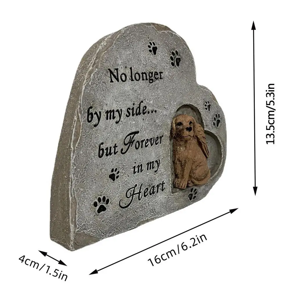 Dog Grave Marker Resin Dog Memorial Grave Marker Heart-shaped Garden Memorial Stone For Dog Resin Pet Memorial Statue Grave