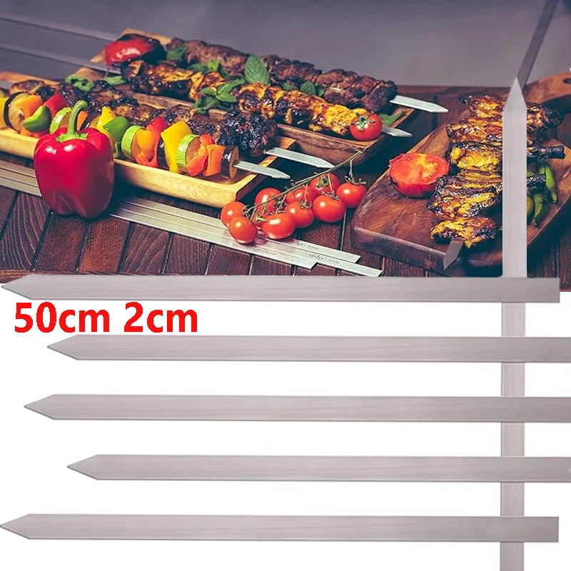 Barbecue Skewers 50cm 2cm Wide Stainless Steel for BBQ