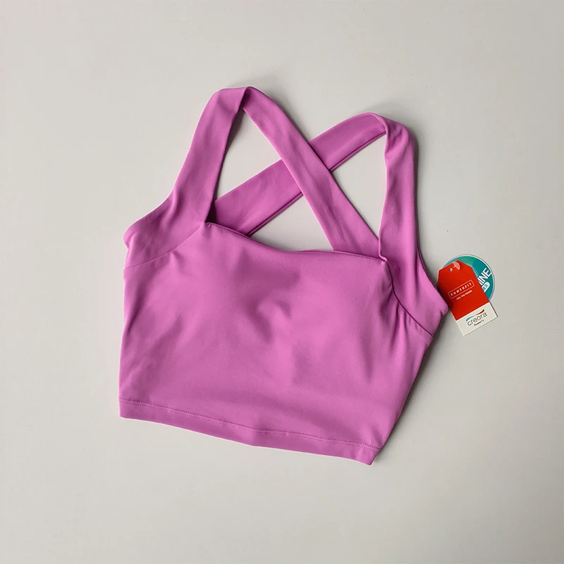 thumbnail image 1 of Sujetador deportivo desnudo sin costuras con espalda cruzada para mujer con tirantes anchos, sujetador de Fitness para correr, chaleco de Yoga absorbente de golpes, 1 of 6