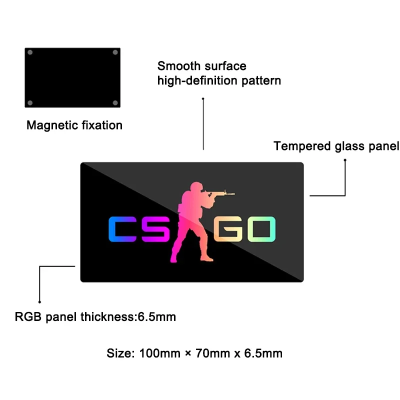 Mod Painel de Iluminação Case Computador 5v 12v Aura Sync Rgb Nameplate Rog Ssd Backplate Tampa Vidro Temperado Gaming Gabinete Lightboard - Imagem 6