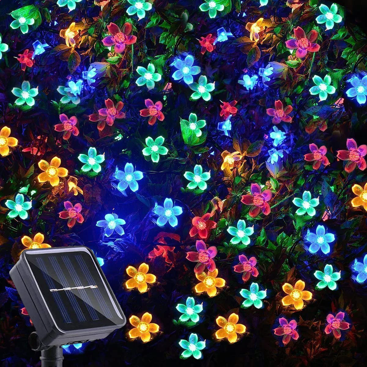 Solar String Lights Outdoor Waterproof Cherry Blossoms Fairy Light for Garden Fence Tree Party Christmas Decorative Lighting