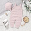 Newborn Baby Romper Knit Infant Girl Jumpsuit Fashion Embroidered Florals Toddler Kid Clothes Hat 0-18M Overalls Sleeveless 2pcs 2